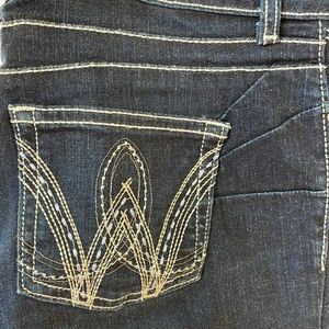 Cute Wranglers - Deep dark Dennis wash, white thread embriodery all around.